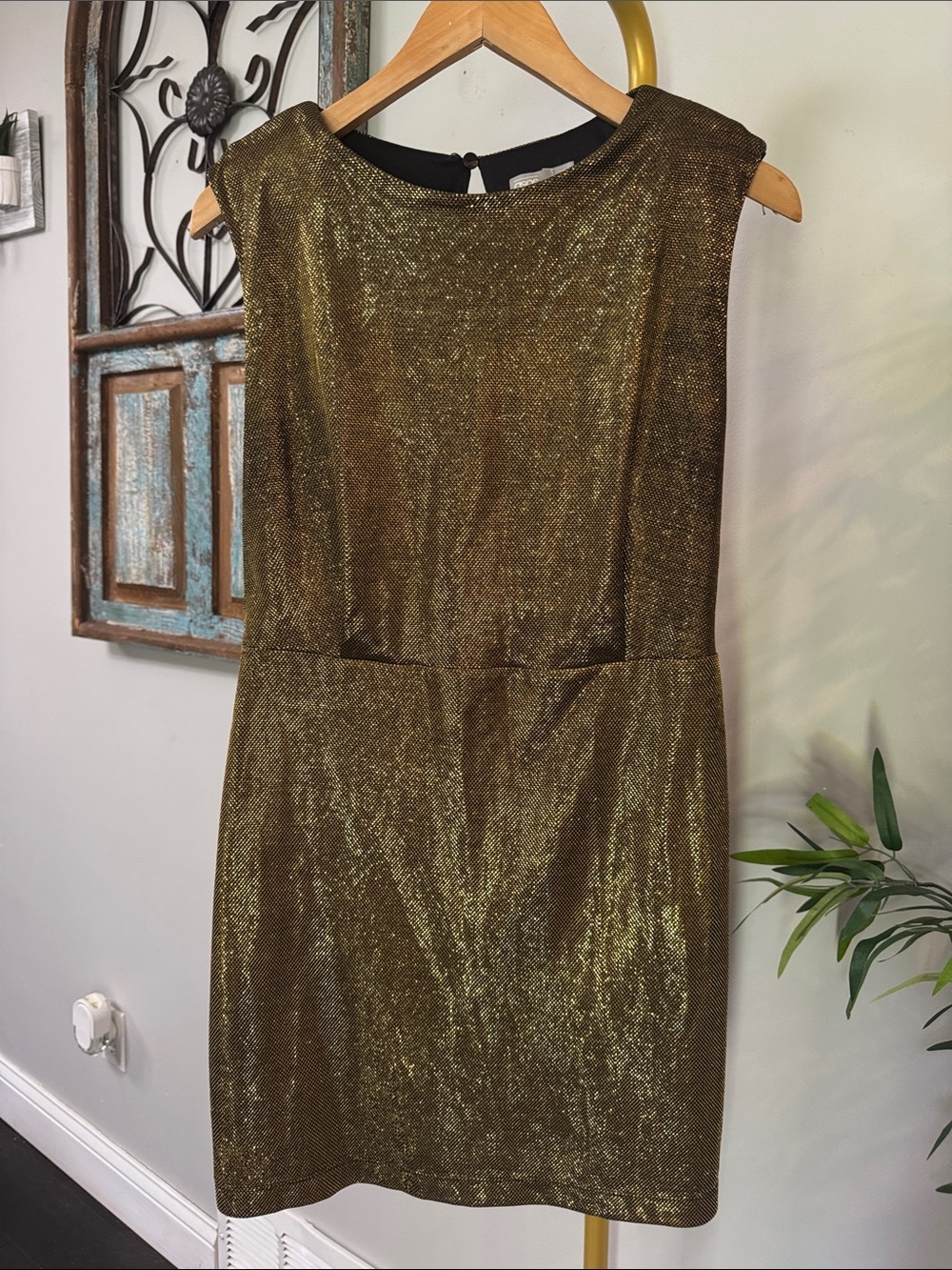 ASOS Metallic Gold Mini Sheath Dress